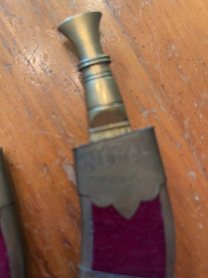 Nepalese KukrI Letter Opener with red velvet scabbard