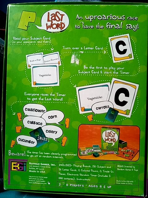 Green & white BGI Buffalo Last Word board game