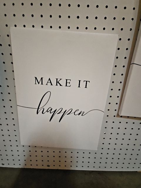 White and black letters  canvas Stay positive/make it happen/work hard LR, 16x12 in