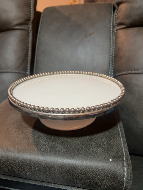 Small White beaded cake stand