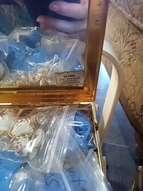 Vintage 1950's gold plated Globe Silver Co. (New York), a premier mid-century American maker of luxury vanity
