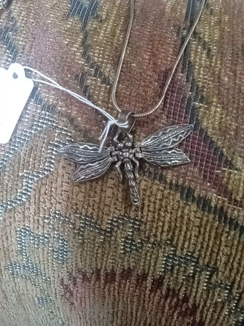 Sterling silver  Sterling articulated dragon fly necklace