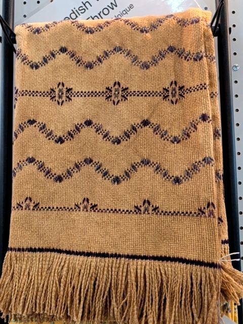 tan/multi  Swedish Weaving, throw