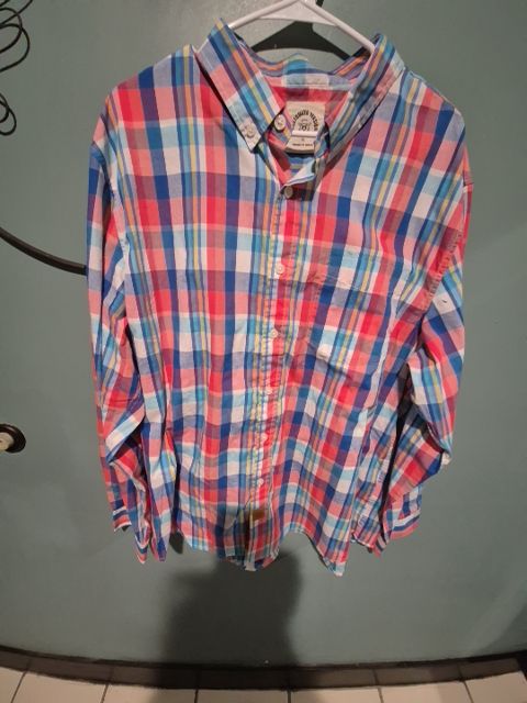Blue & Red Plaid Customized Version Designed By Dubinik Button up Dress Shirt, XL