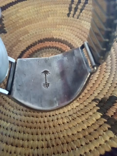 Sterling silver, turquoise Signed Watch band, Mens