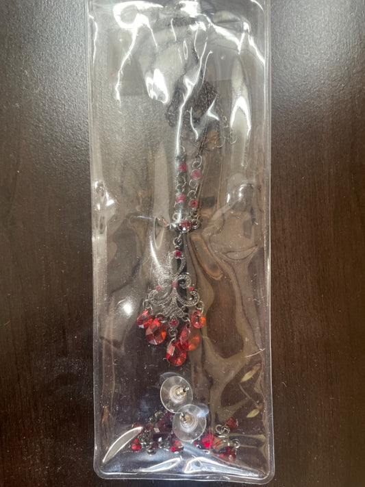 1928 Red Crystal Earring&Necklace Set