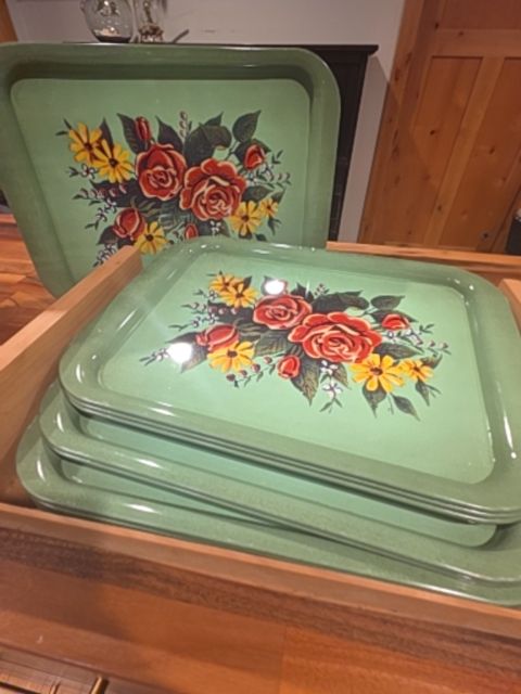 Vintage Trays-Set of 12 w/Crate