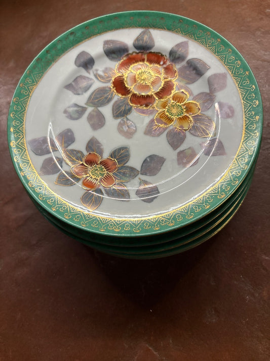 Green and orange Made in Japan Vintage small plates, 7”