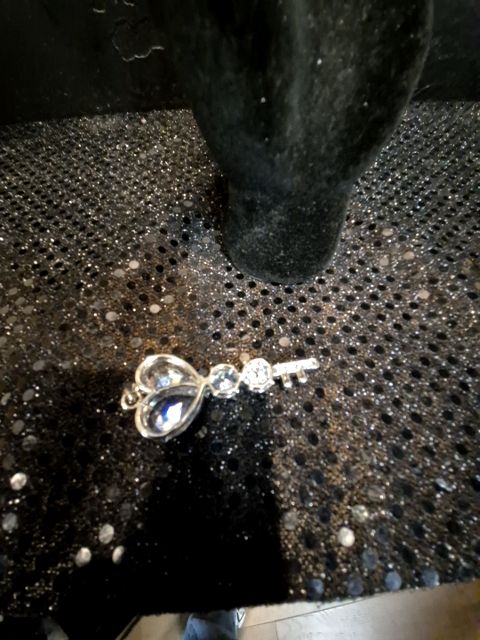 Silvertone  Crystal Key Pendant, 2.25"