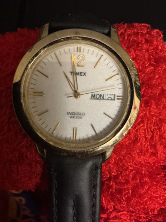 Gold,black band Timex Indiglo men’s watch