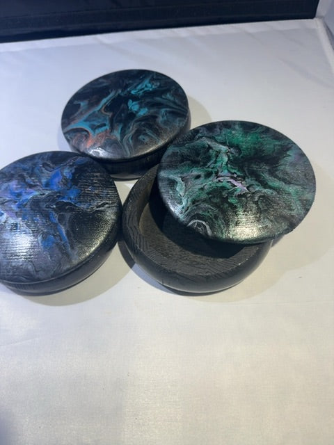 Multi Colored Luminous Creations Acrylic Poured Trinket Box, 5X5X1.5
