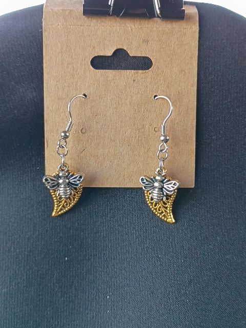 Silver and Gold Designs by Raven Dangle Hook Earings