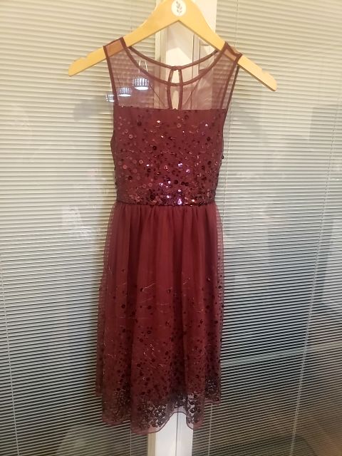 Speechless Maroon/Girls dress NY Gray multistrand necklace