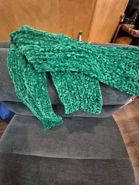 Handmade Green Crocheted Scarf