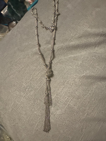 Silver Chicos Chicos long silver bead necklace, 7 to 8 inches