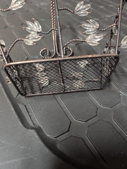 Wire Basket w/Beading, 6.5" x 4.5" x 8"