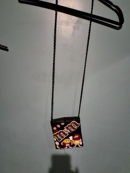 Black w/Red & Yellow M&Ms  Beaded Purse
