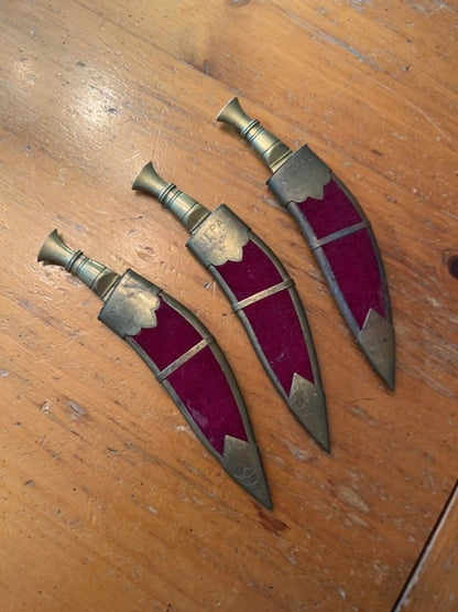 Nepalese KukrI Letter Opener with red velvet scabbard