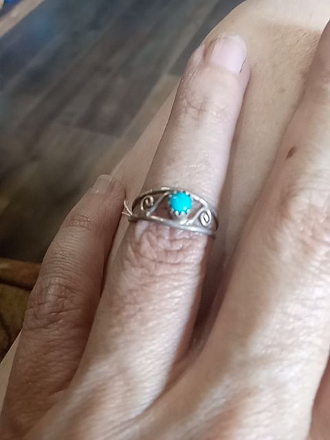 Sterling and turquoise swirl ring  Sterling and turquoise swirl ring, 6.5