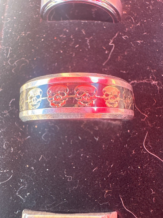 S12 Stainless Steel Men’s Skull’s Band Ring