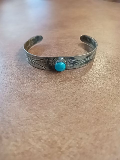 Sterling silver NA Cuff with small turquoise round