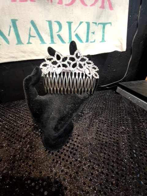 Silvertone  Rhinestone Hair Comb, 3.5"