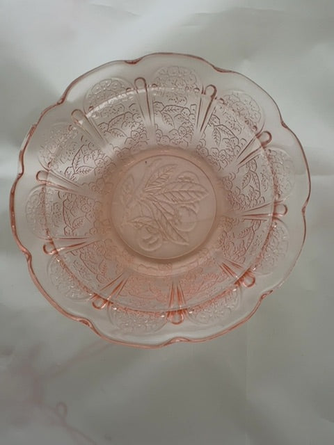 Pink Jeannette Glass Cherry Blossom depression, 5”