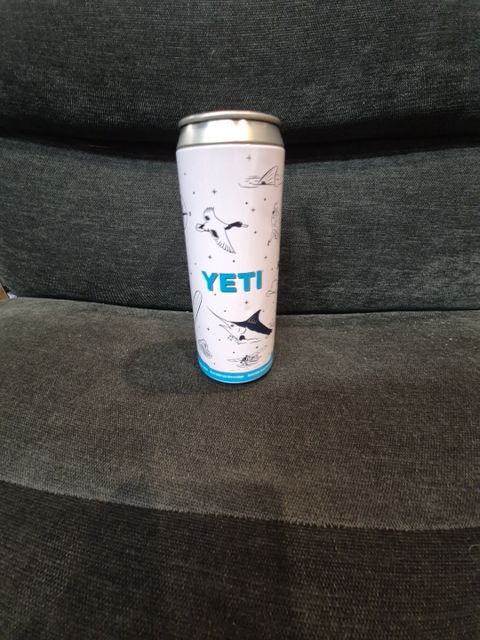 White w/Blue  Yeti Stash Can, 2.25" × 6.25"