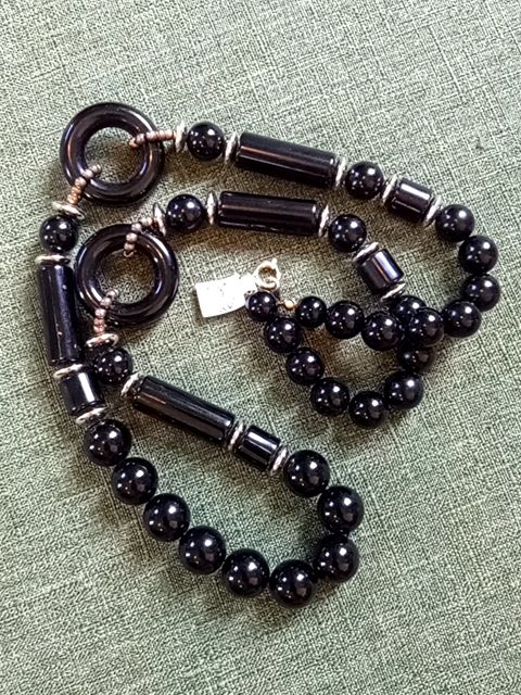 Black  Vintage chunky beaded necklace