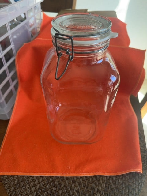 Vintage Glass Canister, 11” Tall