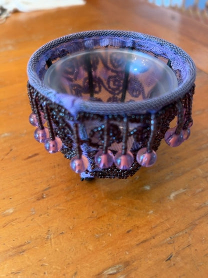 Purple beaded candle votive