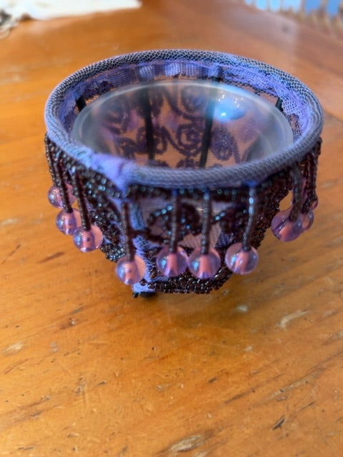 Purple beaded candle votive