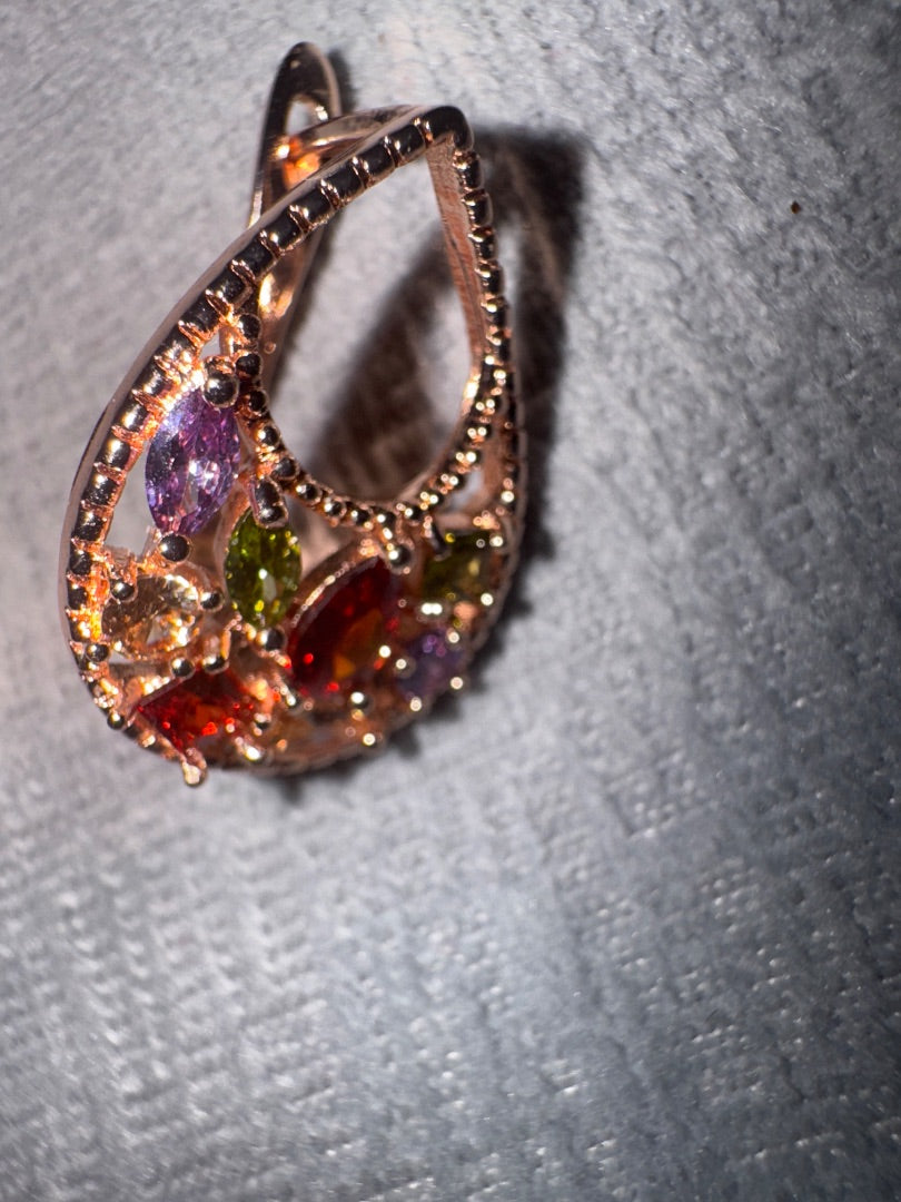 Rose Gold-Tone Semi-Circle Gemstone Set