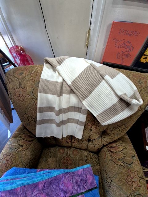 Cream & Tan Lands' End Knit Scarf, 82"