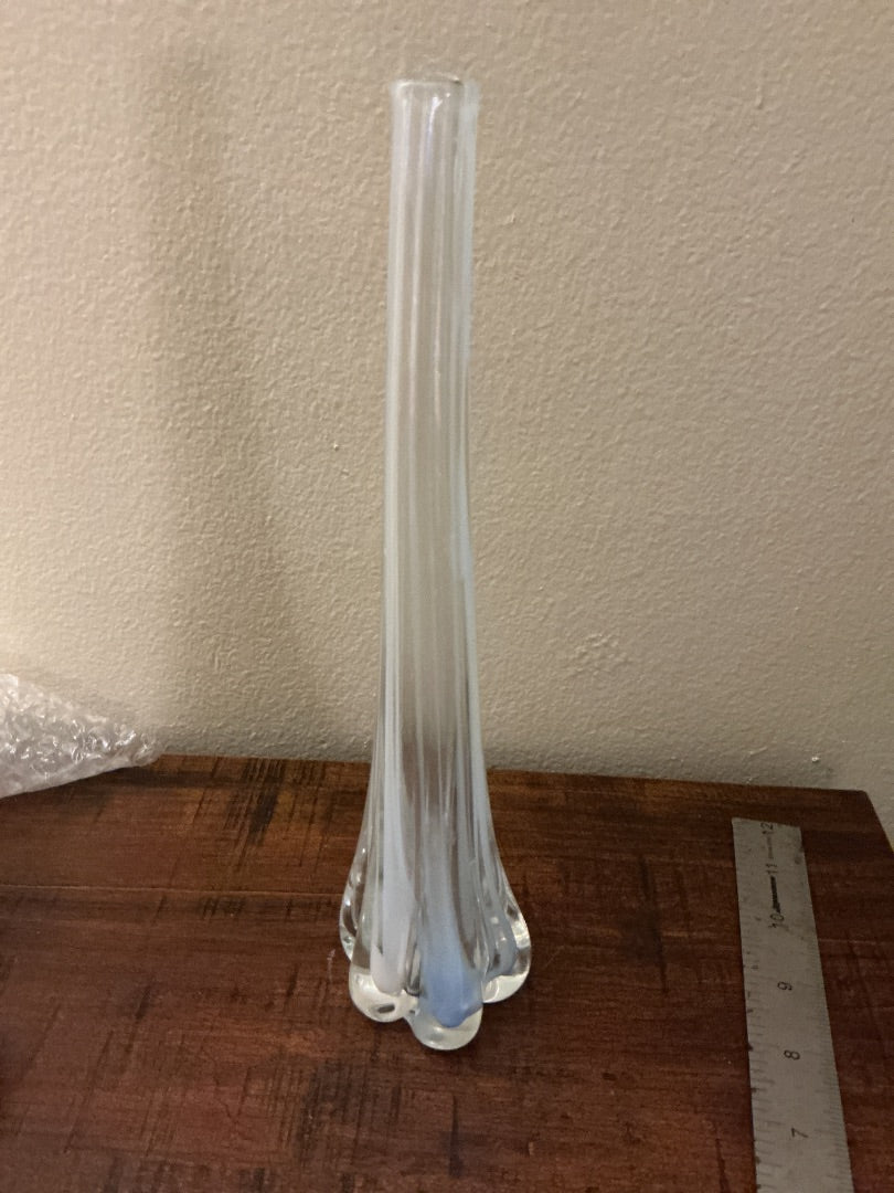 Clear Murano Murano Elephant Foot bud vase, 10.5”