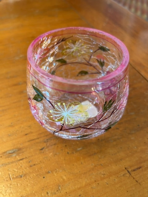 Hand-painted crackle glass votive