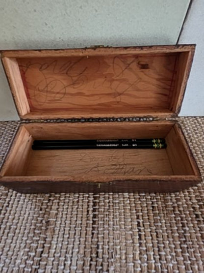 Wooden pencil box, 8" x 3"