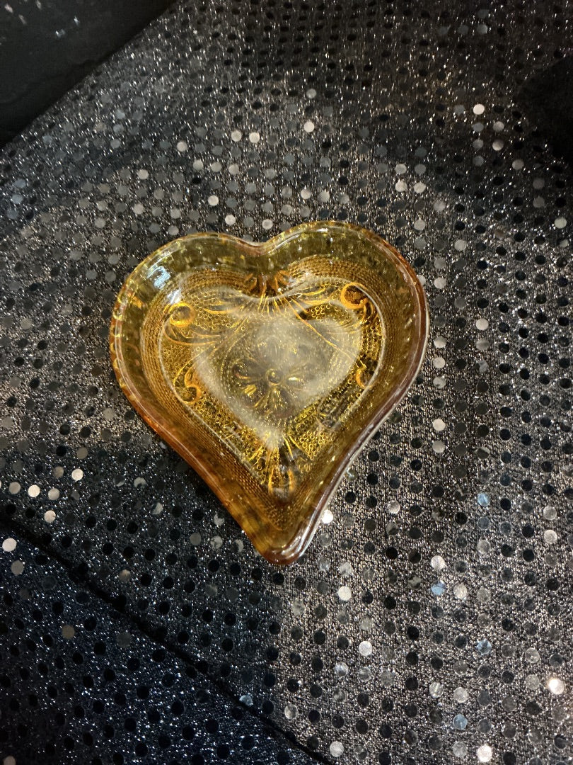 Amber Indiana Amber Glass Heart, 3.5”