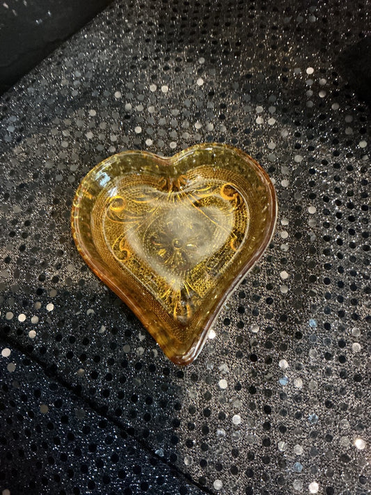 Amber Indiana Amber Glass Heart, 3.5”