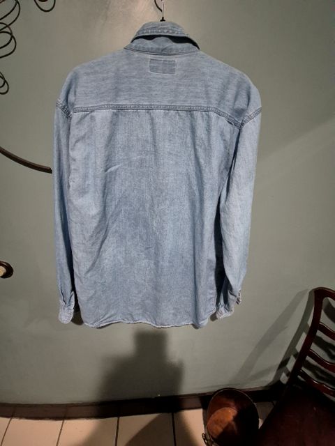Denim Long Sleeve Button Down Shirt, L
