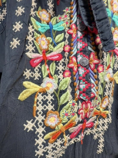 Navy Johnny Was Embroidered boho, Xl