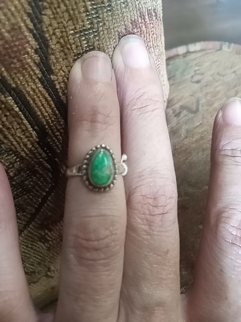 Sterling silver  Green turquoise oval sterling ring, 3