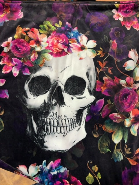 Purple/Black  Floral skull pillow covers