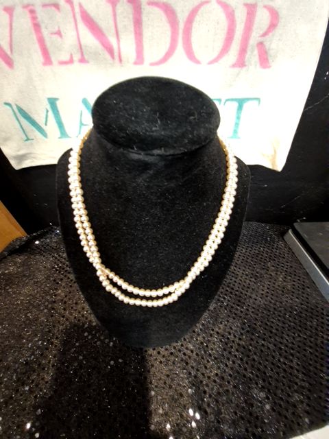 Vintage 2 Strand Pearl Necklace, 17"