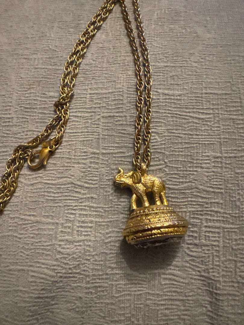 Gold-Tone 1928 Elephant Pendant Necklace