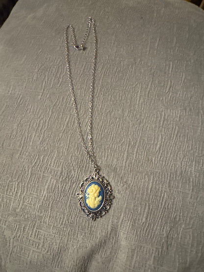 Silver and blue Unknown Blue cameo necklace