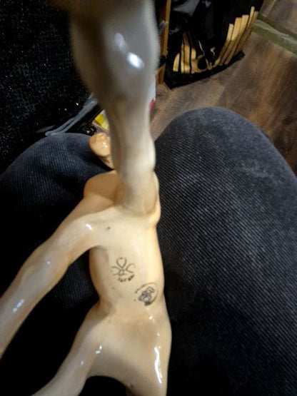 Tan  Porcelain Horse Figurine, 5" × 2" × 4.75"