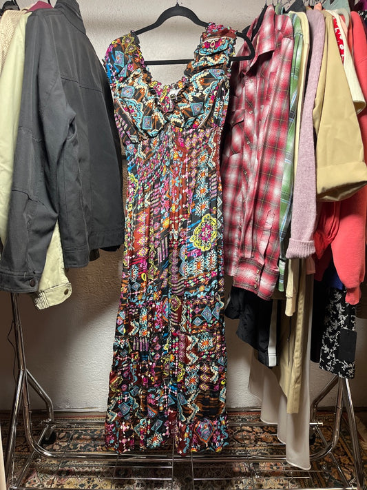 Unique Colorful Maxi Dress, M