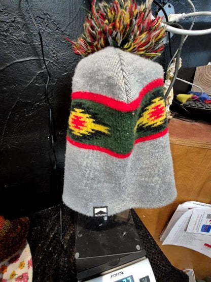Grey w/Navajo Pattern Autumn Stocking Hat