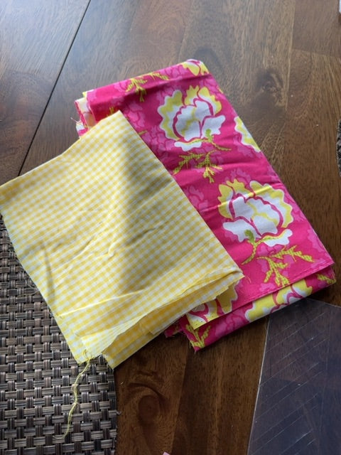 Pink & Yellow Scrap Material, 1 yard